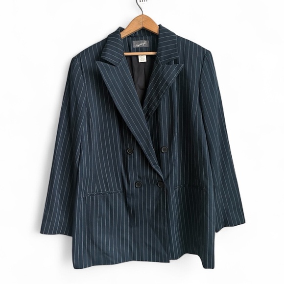 Spiegel Jackets & Blazers - Vintage Spiegel Women’s Double-Breasted Pinstripe Blazer Size 16